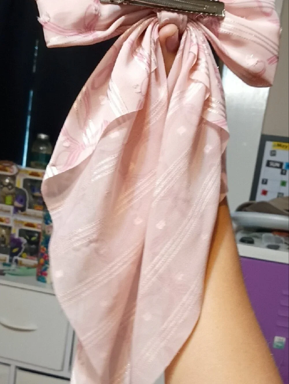 Soft Pink Bow Scarf Hair Tie